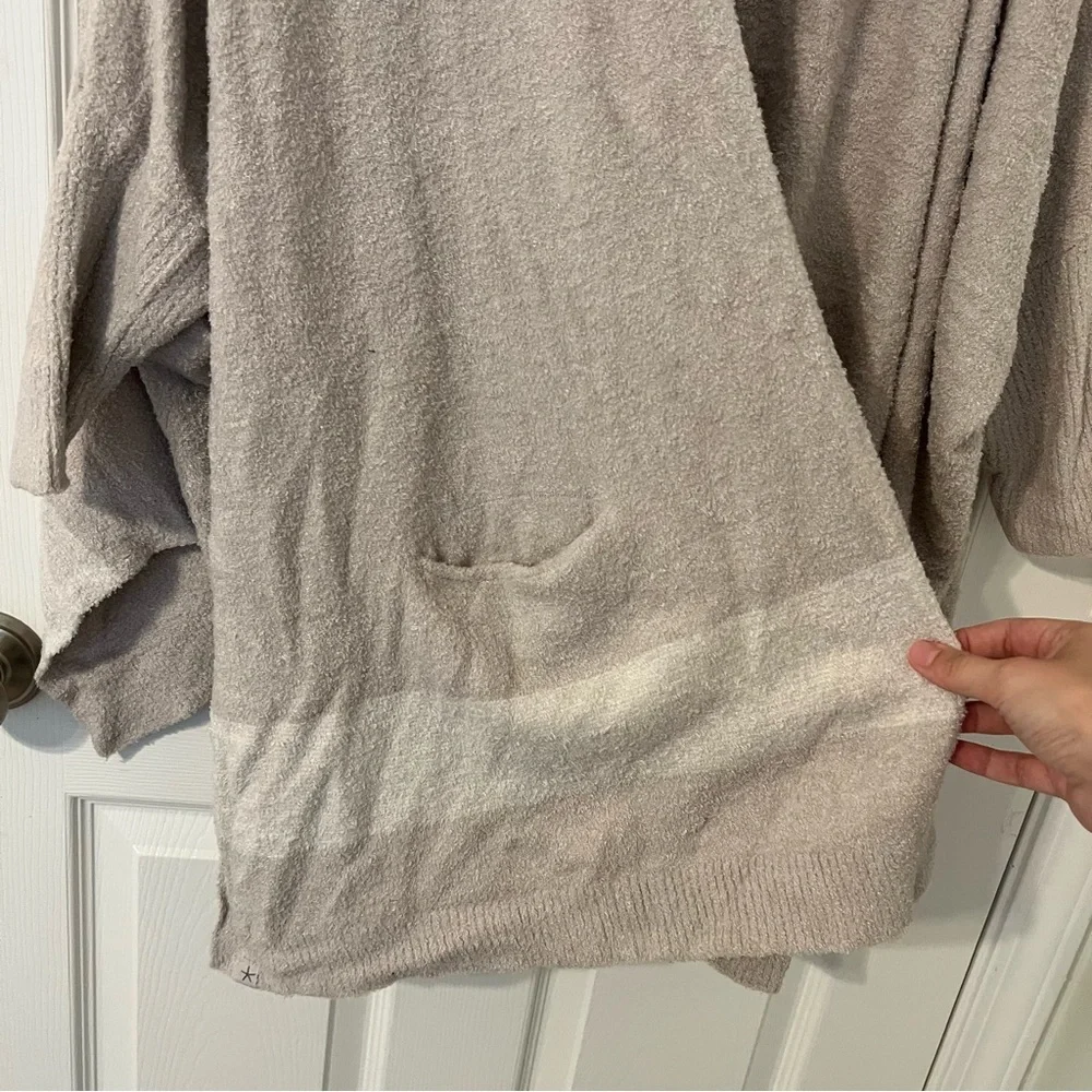 Barefoot Dreams Cozy Chic Lite Cardigan One Size Open Pockets Beige Cream Long - Picture 8 of 8